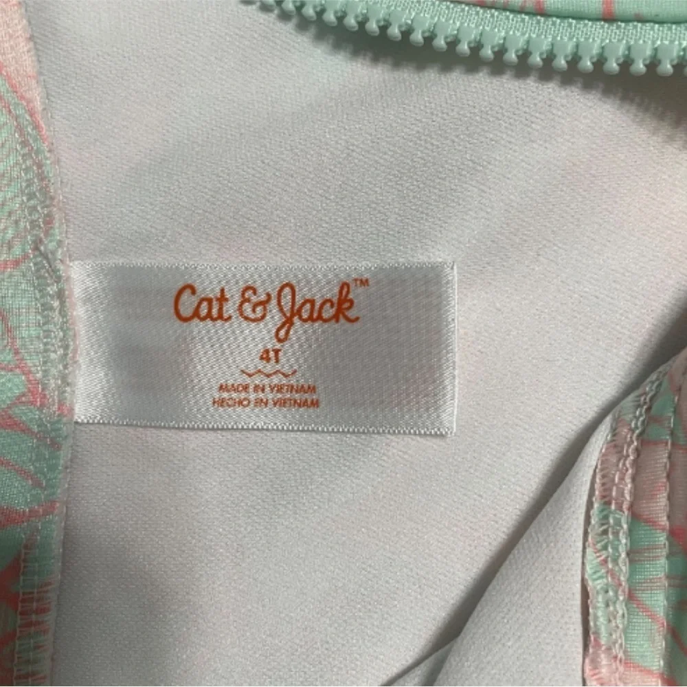 Cat & Jack Pink and Green Girls Swim Rashguard